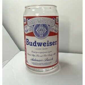 Vintage Anheuser Busch Budweiser Lager Beer Logo Glass Cup 5 inch Faded Appliqué